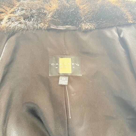 GALLERY WOMENHooded Full Length Faux Fur Coat SIZE 1 X